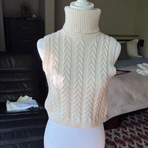 MaxMara Cream Cable Knit Turtleneck Sweater